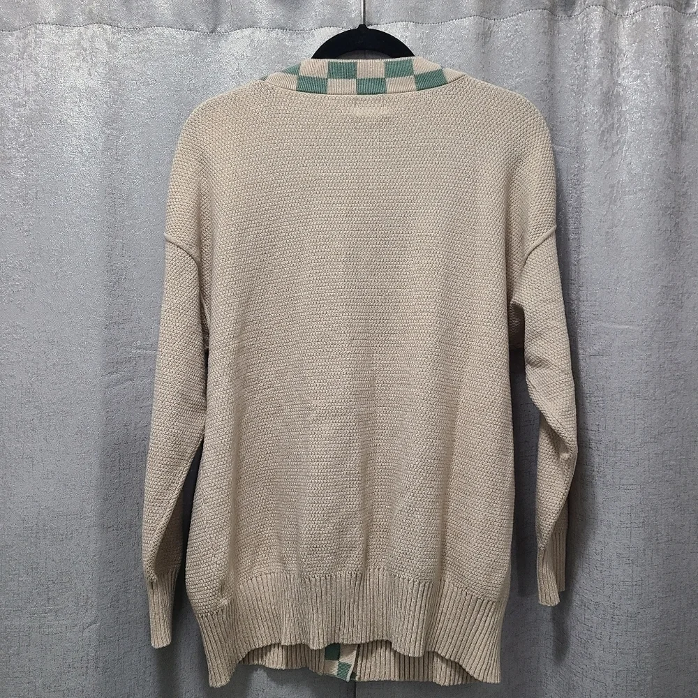 BKE Checker‎ Trim Cardigan Sweater M